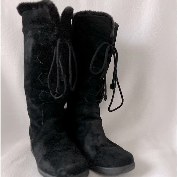 Khombu Size 9 Black Suede Lace Up Winter Boot with Faux Fur Lining. - Picture 16 of 16